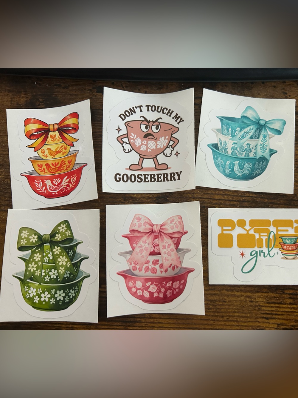 Vintage Pyrex 2” Stickers lot of 6